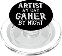 Artist by Day Gamer by Night Video Game Graphic Art Gaming PopSockets PopGrip para MagSafe