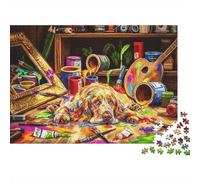 Artist Studio Jigsaw Puzzle 1000 Piezass Recycled Painter's Dog Puzzles para Niños Parent Child Game Props Developing Children‘s Intelligence Educativo 52x38cm/1000pcs