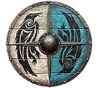 Artist Unknown Escudo vikingo medieval Bjorn Lothbrok, escudo redondo listo para la batalla, escudo vikingo, escudo vikingo de doncella (76 cm)