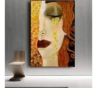Artista clásico Gustav Klimt Lágrimas doradas Pintura sobre lienzo Pósteres e impresiones Cuadros artísticos de pared para la decoración de la sala de estar 60x80cm (24x31inch) Marco dorado