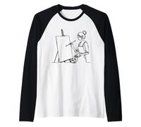 Artista Pincel Linea Dibujo Camiseta Manga Raglan