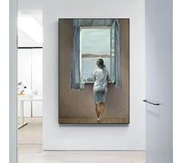 Artista Salvador Dalí Mujer en la ventana Lienzo Pinturas al óleo Pósteres e impresiones Imágenes artísticas de pared para decoración de sala de estar 30x40 cm （12x16 pulgadas) Marco interno