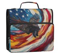 Artistic Bald Eagle USA - Organizador de carpetas con cremallera de 1.5 pulgadas, 3 anillas, bolsa escolar resistente con correa para el hombro, soporte para 500 hojas