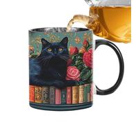 Artistic Ceramic Mug, Bookish Readers Drinkware, 4.9 Inches Porcelain Vessel with Wide Handle, Heat Resistant Tea Cup, Cylindrical Mug with, Reading Enthusiast for Dorm and Home