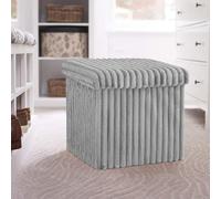 Artistic Fashionista Limited Caja de almacenamiento acanalada otomana plegable, reposapiés, asiento de almacenamiento, taburete de almacenamiento de juguetes, banco de pecho, manta, caja de lavandería