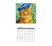 Artistic Feline Calendar, Cat Wall Calendar With Famous Painting Cat Plan | Historic Art Mashup Monthly Schedule 145g Paper Quality Home Decor Wall Planner Funny Pet Portrait Layout