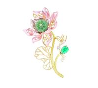 Artistic Floral Drip Oil Brooch Copper Water-Lilies Design Elegant Boutique Jewelry for Everyday Wear or Celebrations Luxurious Flower Jewelry Gift