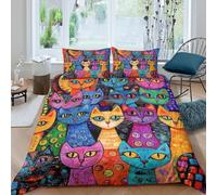 Artistic folk style Funda Edredon Microfibra 3 Piezas Compuesto Impresión 3D Cierre de Artístico folk estilo Funda de Edredón Funda de Almohada a Juego Lavables for Ancianos Single（135x200cm）