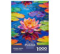 Artistic Oil Painting of Water Lily 1000 Piezas Rompecabezas De Cartón, Pintura al óleo artística de Loto Rompecabezas Adultos, Rompecabezas Educativo, Juegos Familiares para La Noch