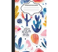 Artistic Sticker Style Notebook: Abstract Coral & Plant Design Composition Journal | 6 X 9 Inch - 120 Page