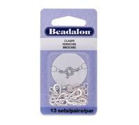 Artistic Wire Beadalon Hook&Eye - Juego de 13 ganchos medianos sin níquel, chapado en plata, color plateado