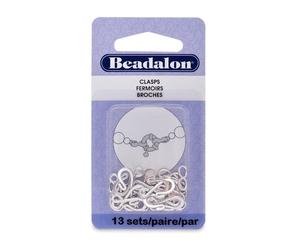 Artistic Wire Beadalon Hook&Eye - Juego de 13 ganchos medianos sin níquel, chapado en plata, color plateado