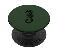 Artístico Caballito de Mar Line Art Ilustración - Verde PopSockets PopGrip Adhesivo
