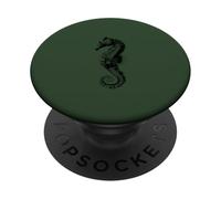 Artístico Caballito de Mar Line Art Ilustración - Verde PopSockets PopGrip Adhesivo