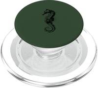 Artístico Caballito de Mar Line Art Ilustración - Verde PopSockets PopGrip para MagSafe