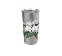 Artístico Crema Blanco Calla Lirios Ramo Aislado Vaso térmico de acero inoxidable de doble pared