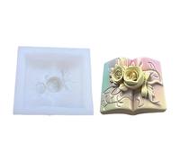 Artistics Rose and Book - Libro de silicona reutilizable para creación de jabones, caramelos, libro grande de rosas