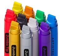 ARTISTRO 10 Jumbo Colored Markers, 15mm Jumbo Felt Tip, Acrylic Paint Markers for Rock Painting, Stone, Ceramic, Glass, Wood, Canvas