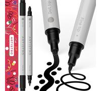 Artistro 2 Rotuladores Acrílicos Negros, Punta Doble (Fina 1 mm + Punto 5 mm) para Tela, Lienzo, Piedra, Vidrio, Madera, Papel, Manualidades, Niños y Adultos