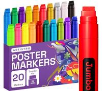Artistro 20 Jumbo Acrylic Markers With 15mm Felt Tip for Rock, Wood, Canvas, Ceramic, Glass - Paint for Murals, Posters, Art Journals, Tagging and Calligraphy