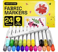 Artistro 24 Marcadores para Tela - Kit de Decoración Textil - Punta Fina Permanente para Ropa - Rotuladores sin Sangrado para Camisetas, Bolsas, Lienzos y más
