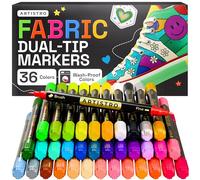 ARTISTRO 36 Marcadores de Tela de Doble Punta - Kit de Decoración Textil - Permanente para Ropa - Rotuladores Sin Manchas para Camisetas, Bolsas, Textiles, Lienzos y Más (Punta de Pincel y Punta Fina)