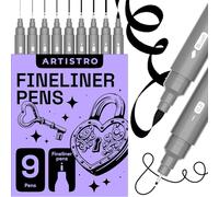 Artistro Juego de 9 bolígrafos de punta fina, microbolígrafos negros para dibujar, tinta de archivo impermeable, bolígrafos de punta ultrafina para ilustración, bolígrafo técnico, bocetos, escritura,