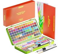 ARTISTRO Juego de pintura de acuarela de 160 colores, vívido, metálico y neón, juego de viaje portátil para niños y adultos