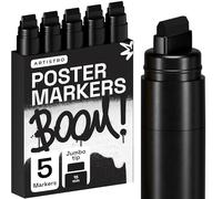 Artistro Rotuladores Acrílicos Jumbo, 5 Rotuladores Negros de Punta de Fieltro 15mm para Pintar Rocas, Piedra, Cerámica, Vidrio, Madera y Lienzo