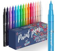 Artistro Rotuladores Acrílicos para Pintar Piedras, Cerámica, Cristal, Madera, Metal, Tela, Lienzos y Guijarros. Set de 15 Marcadores Acrílicos Base Agua Punta Extrafina 0.7mm