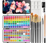 Artistro Set de acuarelas con 168 colores, colores vibrantes en una caja portátil con paleta. Set de viaje perfecto para artistas, aficionados y para pintar