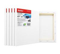 ARTIX - Set de 6 Lienzos para Pintar 20x25x1.5 cm, Paneles Imprimados, 100% Algodón, Lienzos Preestirados para Pintura Acrílica, Con Bastidor de madera, para Artistas Profesionales o Principiantes