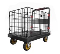 Artiz Carro De Plataforma con Jaula, Carro Plegable con Ruedas Carro De Mudanza Manual De Alta Resistencia Carro De Plataforma Portátil De Metal para Mudanza De Equipaje En Almacén(90x60x88cm)
