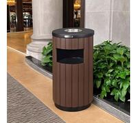 Artiz Papelera Comercial para Exteriores con Cenicero Contenedor De Residuos Gran Capacidad para Patios, Parques, Senderos Y Hoteles(marrón)