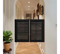 Artiz Puertas Batientes para Cafeterías, Puerta Batiente Interior De Madera Maciza para Salones con Bisagras Metálicas, Cierre Automático Ideal para Cocinas, Restaurantes(Black,80x100cm(31.5x39.4in))