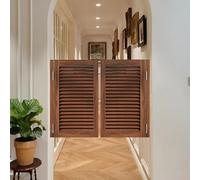 Artiz Puertas Batientes para Cafeterías, Puerta Batiente Interior De Madera Maciza para Salones con Bisagras Metálicas, Cierre Automático Ideal para Cocinas, Restaurantes(Brown-B,140x90cm(55x35.4in))