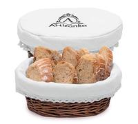 Artizanka - Cesta de mimbre mediana con forro y cubierta extraíbles, calentador de pan y cesta para servir masa madre y panes de mesa, 11 x 8 pulgadas