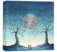 Artko Lienzo decorativo para pared, diseño de conejos, decoración del hogar con temática de animales, obra de arte de Catherine Stephenson, lista para colgar, pintura "Hope Moon II", 40 x 40 cm