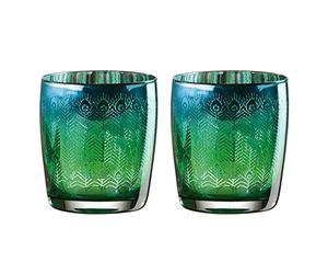 Artland - Vaso DOF Tumbler Peacock - Juego de 2 - Capacidad de 450ml Por Copa - Juego de Copas Electrochapadas - Color Turquesa y Plateado - Un Regalo de Cumpleaños o de Aniversario.