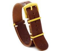 ArtLeatherCraft NATO - Correa de reloj Zulu de piel con aceite militar largo marrón whisky lona elegante hebilla de acero inoxidable, tamaño a elegir 18 mm, 20 mm, 22 mm, 24 mm, 22mm