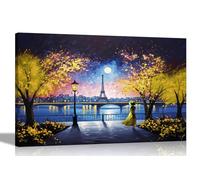 Artley Prints - Lienzo decorativo para pared con diseño de Alone at Night in Paris | Cuadros abstractos de la ciudad | Enmarcado y listo para colgar, 76 x 50 cm