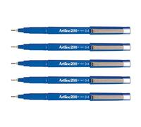 artline Lote de 5 bolígrafos de fieltro 200 permanente indeleble punta 0,4 mm, color azul