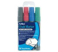 Artline - Marcador para pizarra (punta redonda, 2 mm, 4 unidades), color rojo, negro, azul y verde