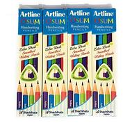 Artline Osum - Lápiz de escritura a mano extra oscuro y suave, forma triangular, ligero con agarre cómodo, borrador y sacapuntas en el interior, juego de 10 unidades, paquete de 4 unidades, color