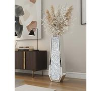 Artloge Jarrón de Espejo Grande de Suelo, 68x16x11cm Elegante Jarrones Decorativos Modernos de Diamante Triturado para Hogar Sala Comedor Adecuado para Flores Secas Pampas y No Contener Agua