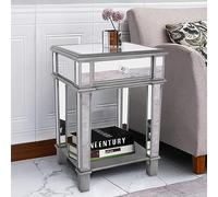 Artloge Mesa Auxiliar de Espejo Gristal, Mesita de Noche Salón Vidrio de Estilo Nórdica Mesita de Lámpara Suntuosa para Sala de Estar Dormitorio Balcón