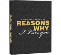 Artmag A Fill-in Memory Journal B5 Reasons Why I Love You, Gifts for him her, boyfriend, Girlfriend, Couple Gifts for Anniversary Christmas Valentine's Day (negro)