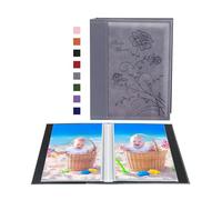 Artmag Álbum de Fotos 5 x 7 Páginas Transparentes Bolsillos Funda de Cuero Retráctil Álbum de Fotos Con 100 Verticales 5 x 7 Fotos Libro de Fotos para Boda Familia (Gris)