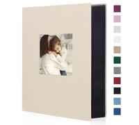 Artmag Álbum de fotos de tela de 4 x 6 pulgadas, gran capacidad para bodas, aniversarios familiares, álbum de lino con capacidad para 300 fotos horizontales (300 bolsillos, beige)