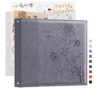 Artmag Álbum de recortes de 10 x 10 pulgadas con 40 hojas, 80 páginas, carpeta de 3 anillas, tapa dura de piel, álbum de fotos para boda, familia, bebé, viajes, aventura (gris)
